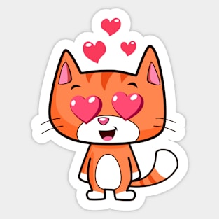 Orange Kitty Cat in Love Sticker